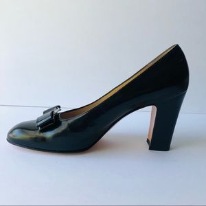 Ferragamo Vara Bow 3 1/2” Heels Black Leather